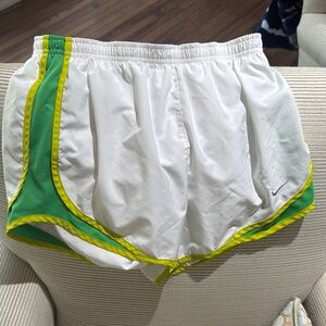 Nike White and Green Athletic Shorts Lightweight Design